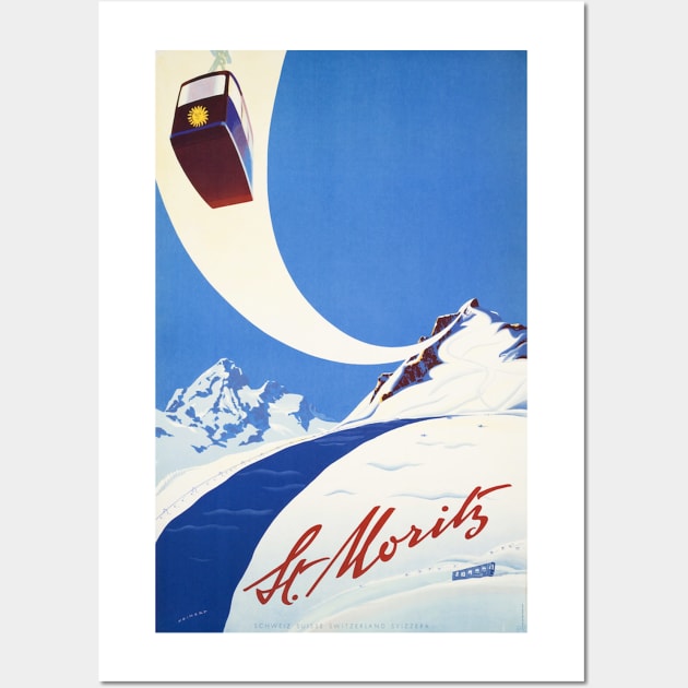 St Moritz vintage travel ad Wall Art by ezioman